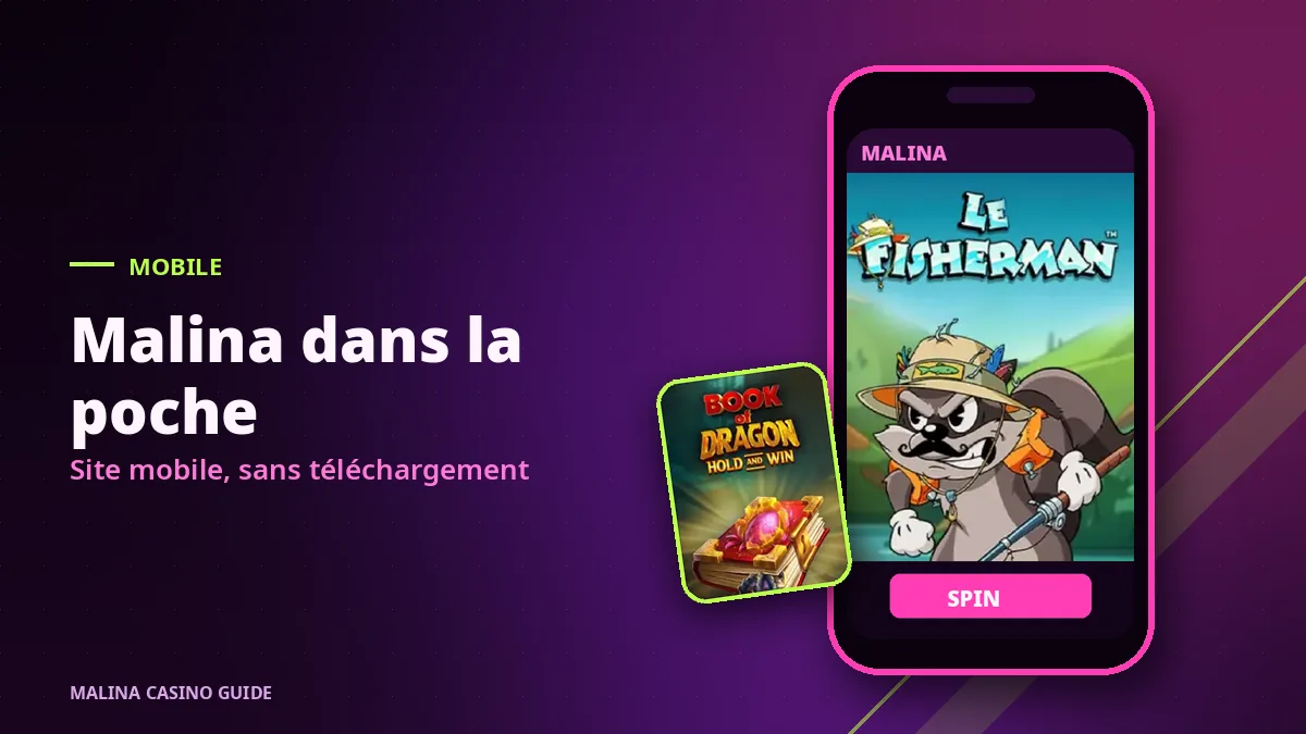 Malina Casino sur smartphone avec une machine à sous ouverte