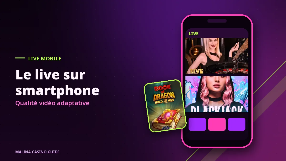Tables de casino en direct affichées sur un smartphone