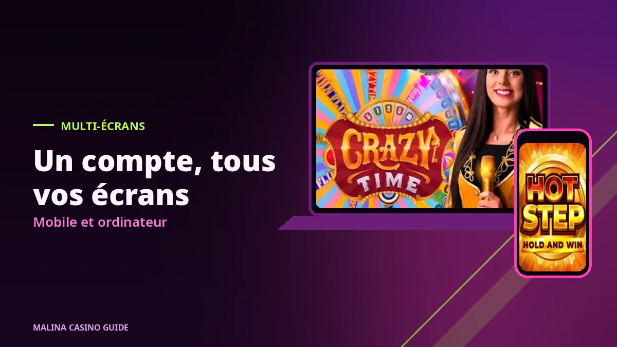 Malina Casino sur smartphone et sur ordinateur
