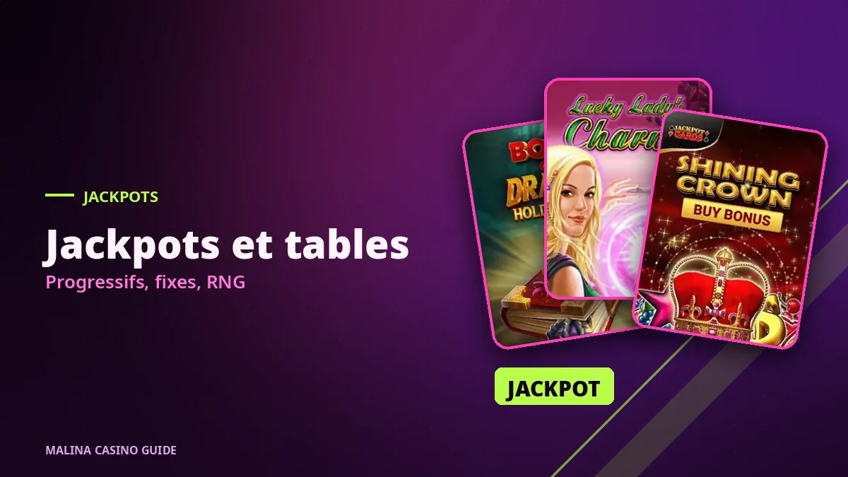 Jackpots et jeux de table du catalogue Malina