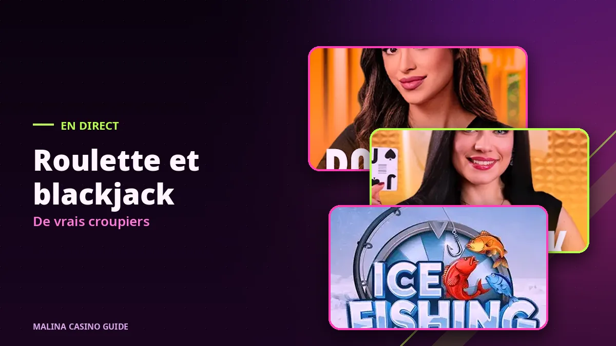 Tables de roulette et de blackjack en direct chez Malina